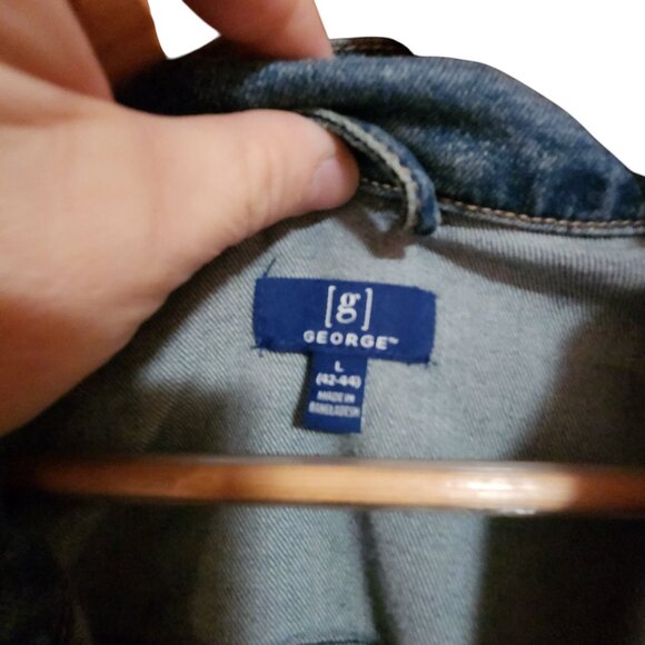 Denim Jean Jacket By George Mens Size L - Picture 3 of 3